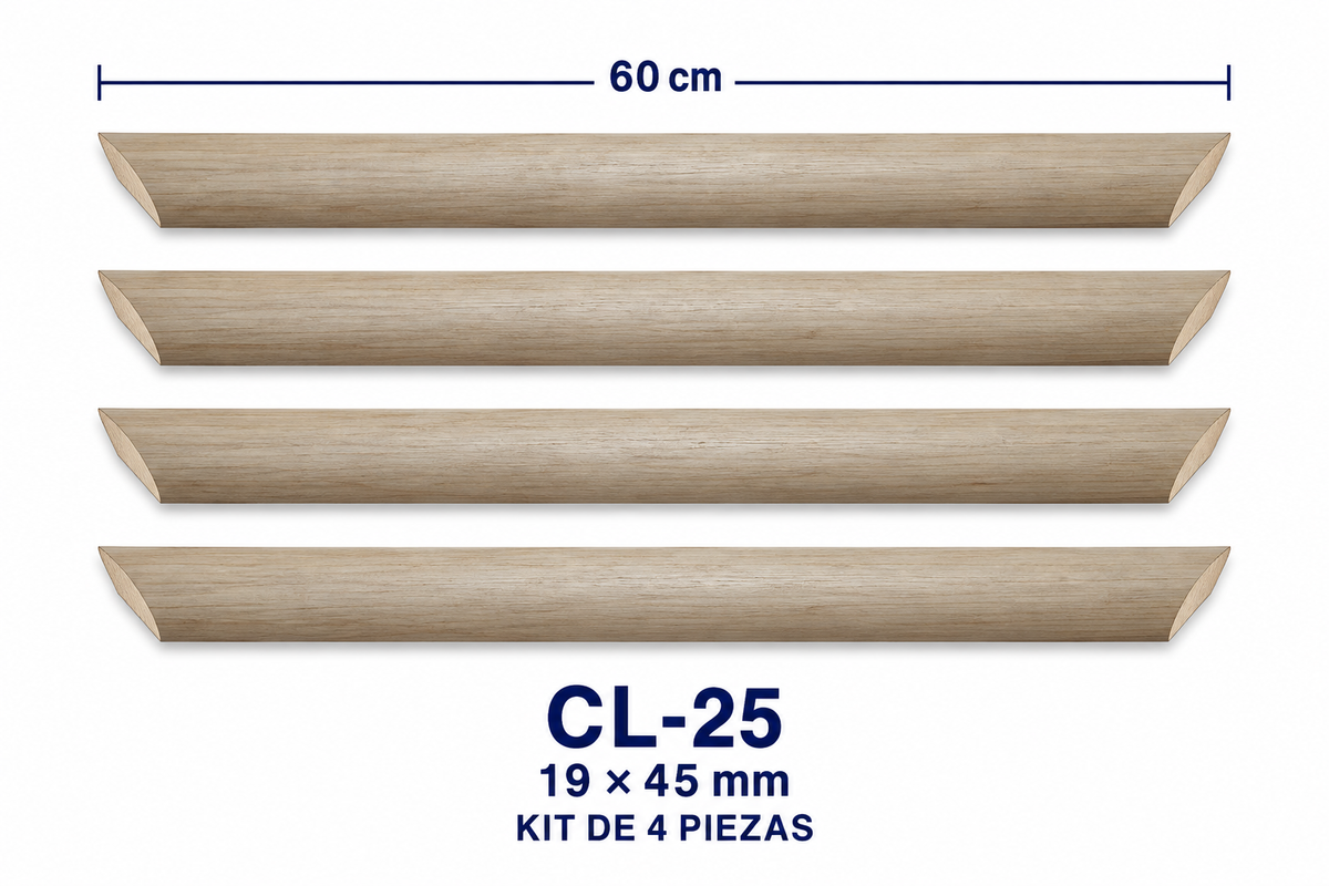 Moldura de madera lisa para marco CL25 – Kit de 4 piezas