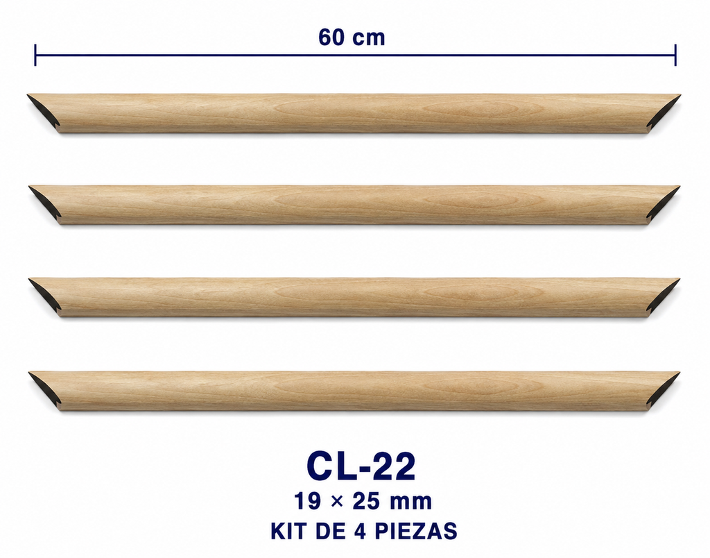 Moldura de madera lisa para marco CL22 – Kit de 4 piezas