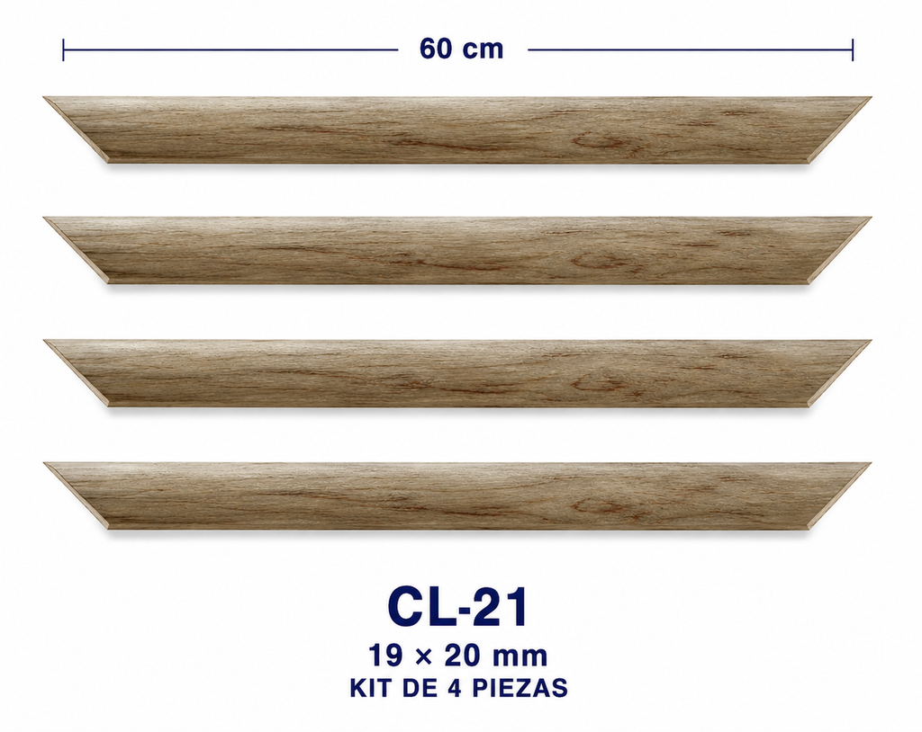 Moldura de madera lisa para marco CL21 – Kit de 4 piezas