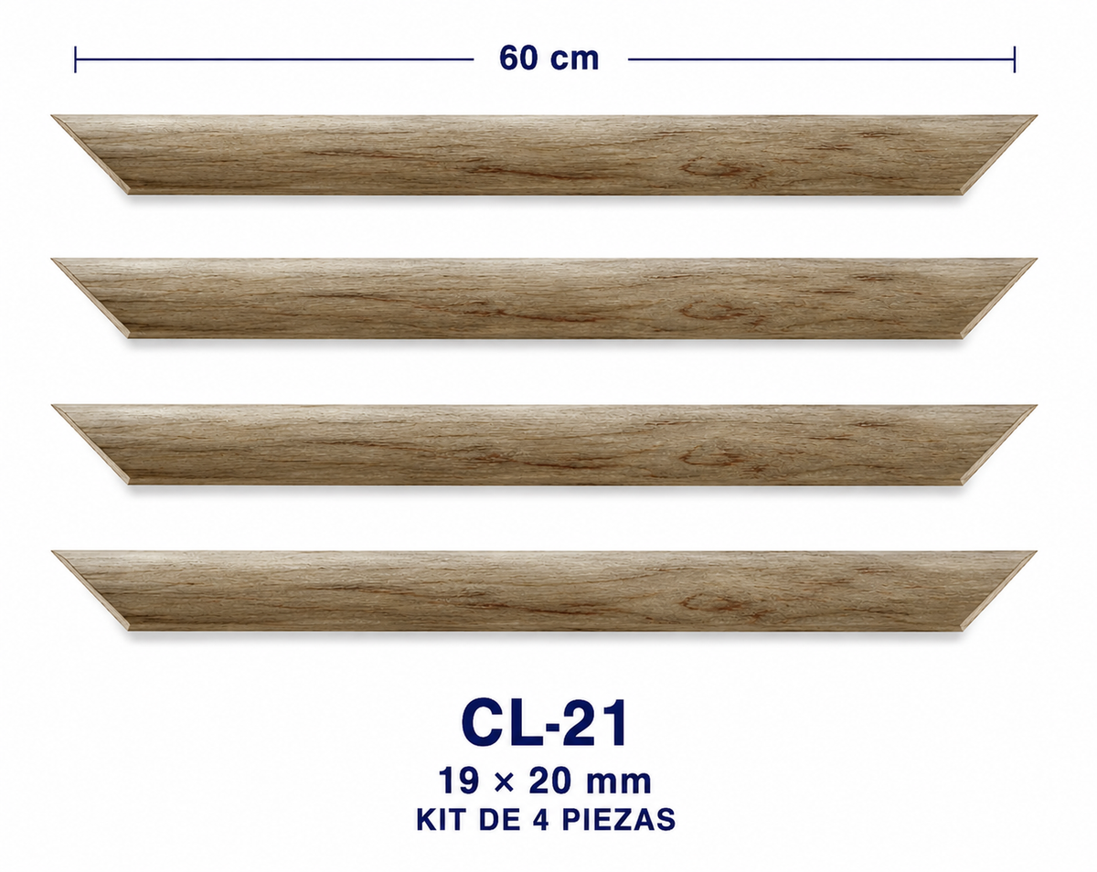 Moldura de madera lisa para marco CL21 – Kit de 4 piezas