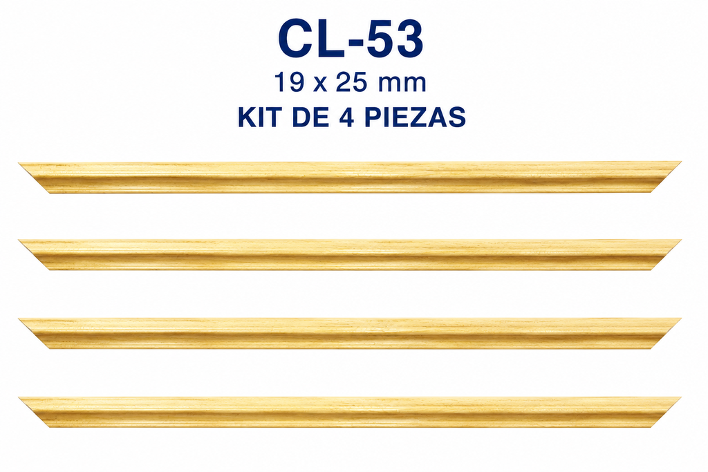 Moldura de madera lisa para marco CL53 – Kit de 4 piezas