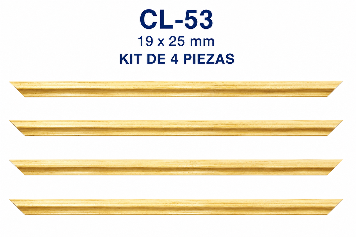 Moldura de madera lisa para marco CL53 – Kit de 4 piezas
