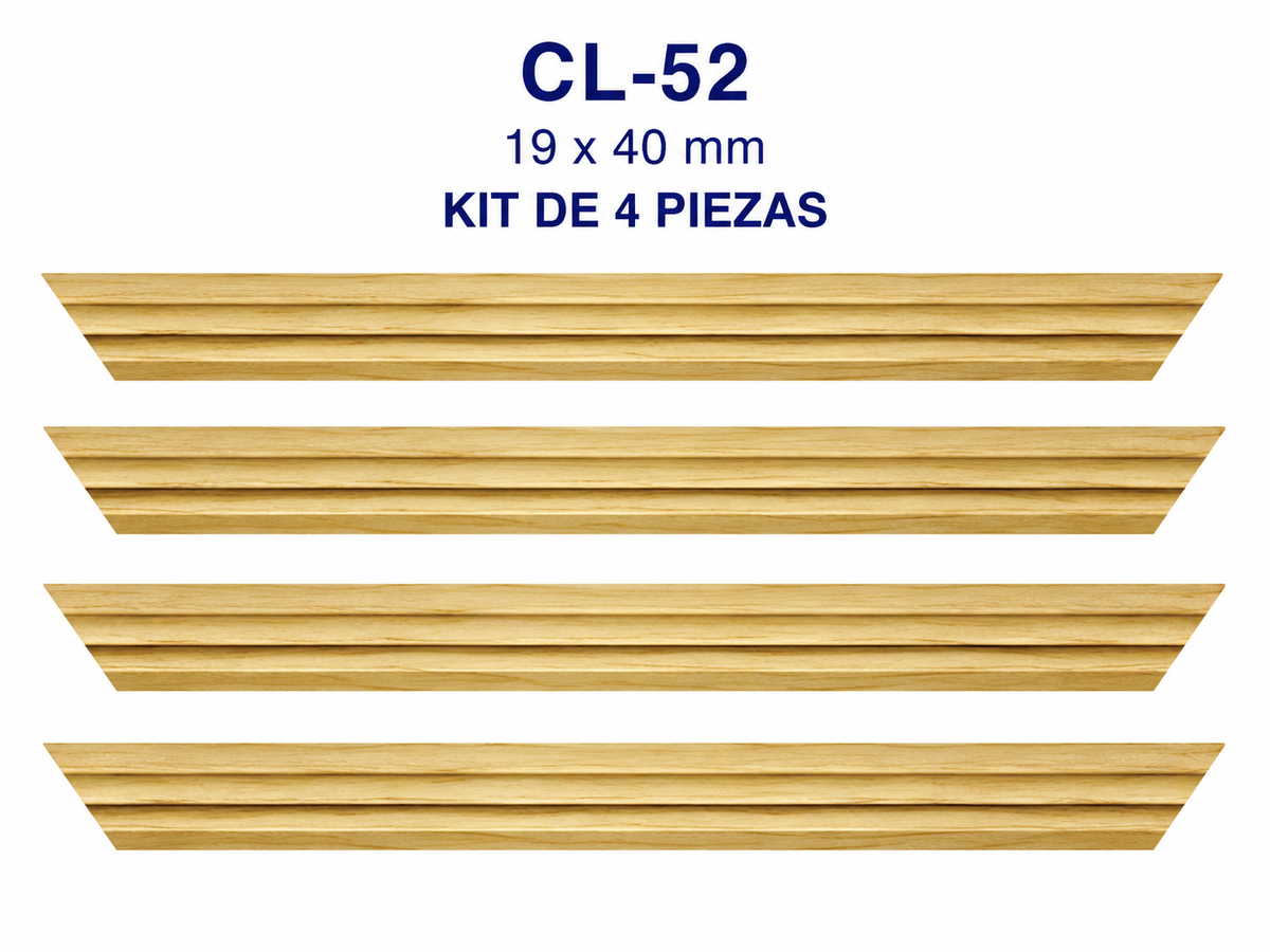 Moldura de madera lisa para marco CL52 – Kit de 4 piezas