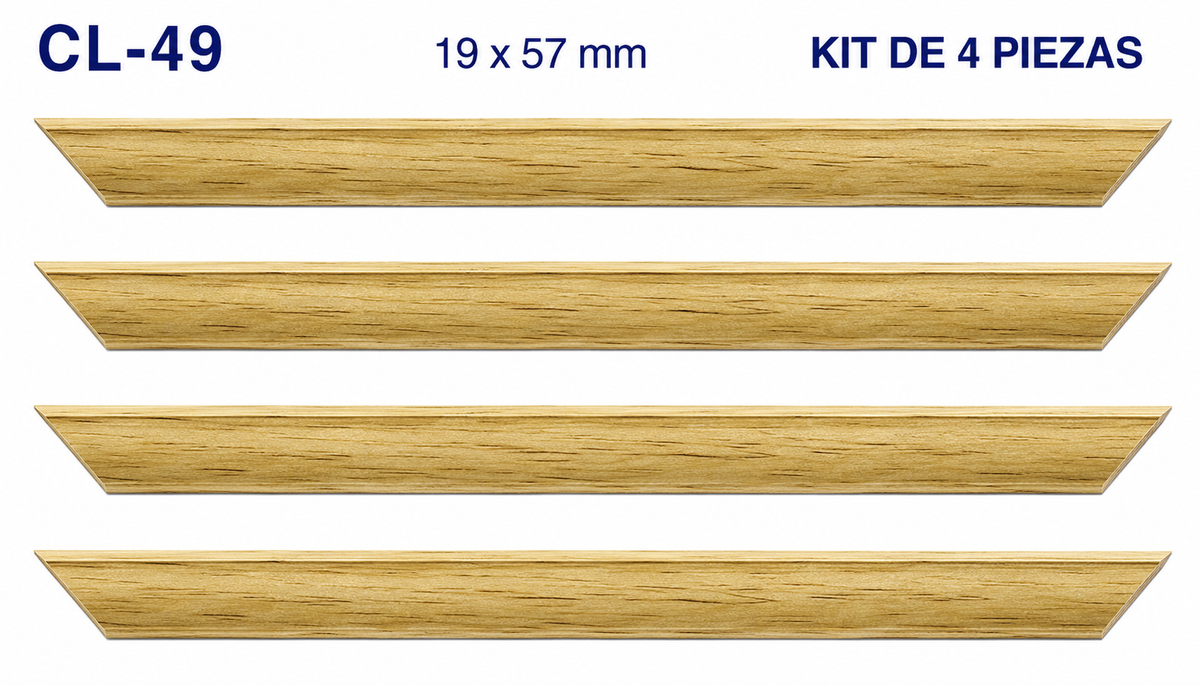 Moldura de madera lisa para marco CL49 – Kit de 4 piezas