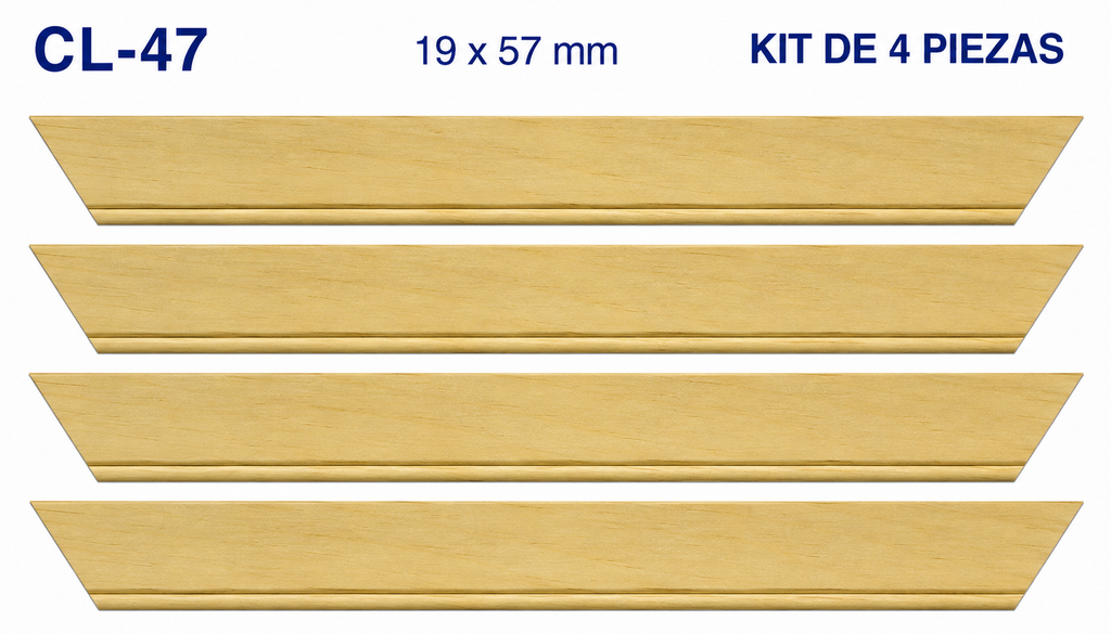 Moldura de madera lisa para marco CL47 – Kit de 4 piezas