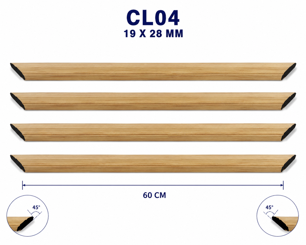 Moldura de madera lisa para marco CL04 – Kit de 4 piezas