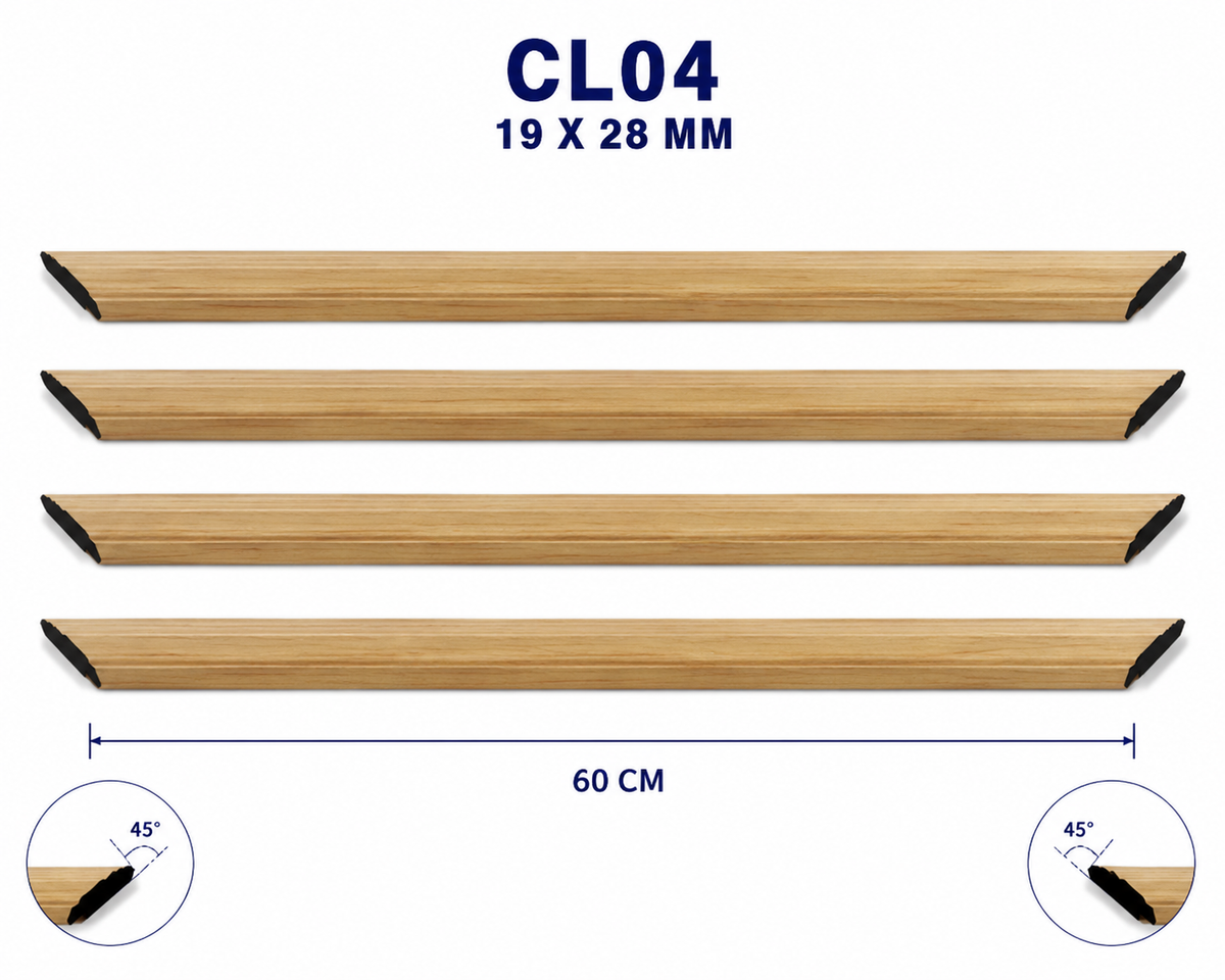 Moldura de madera lisa para marco CL04 – Kit de 4 piezas