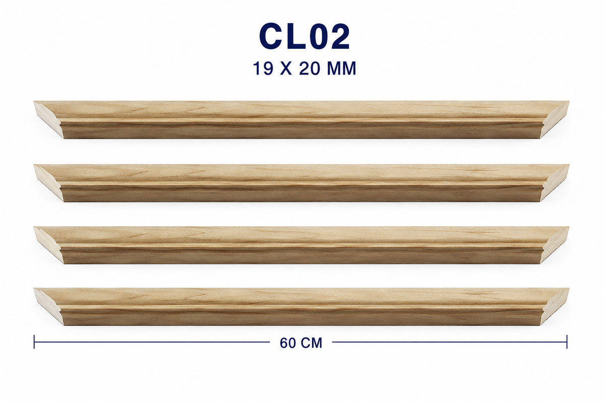 Moldura de madera lisa para marco CL02 – Kit de 4 piezas