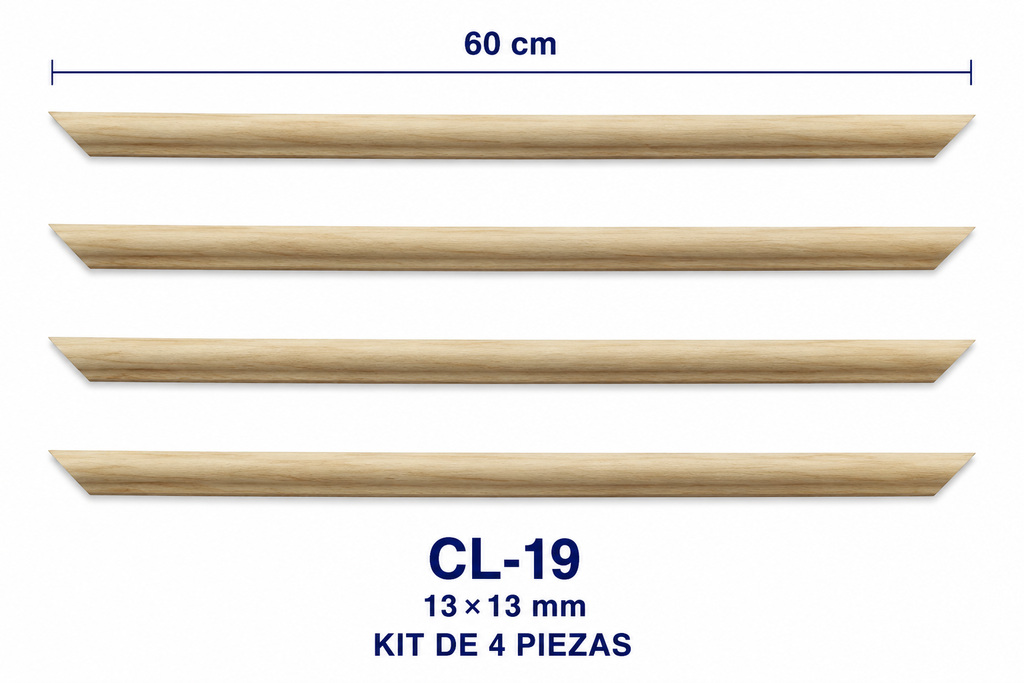 Moldura de madera lisa para marco CL19 – Kit de 4 piezas