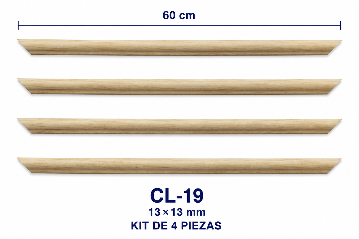 Moldura de madera lisa para marco CL19 – Kit de 4 piezas