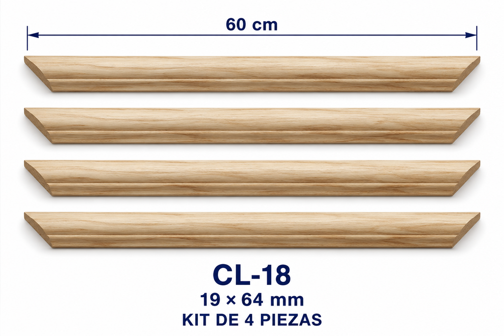 Moldura de madera lisa para marco CL18 – Kit de 4 piezas