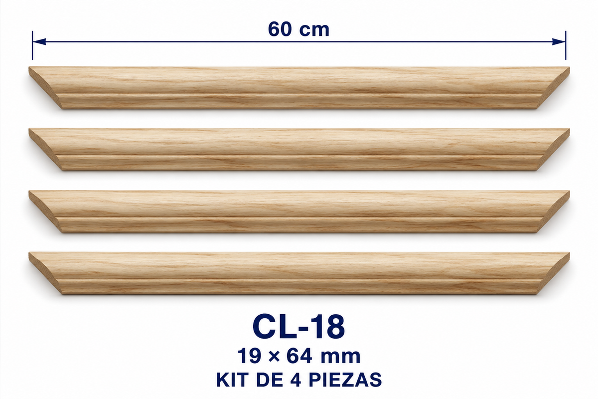 Moldura de madera lisa para marco CL18 – Kit de 4 piezas