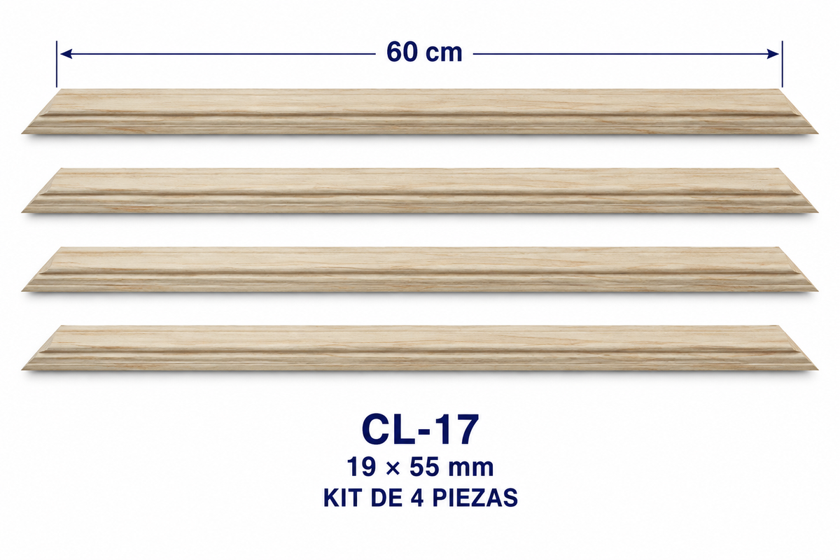 Moldura de madera lisa para marco CL17 – Kit de 4 piezas