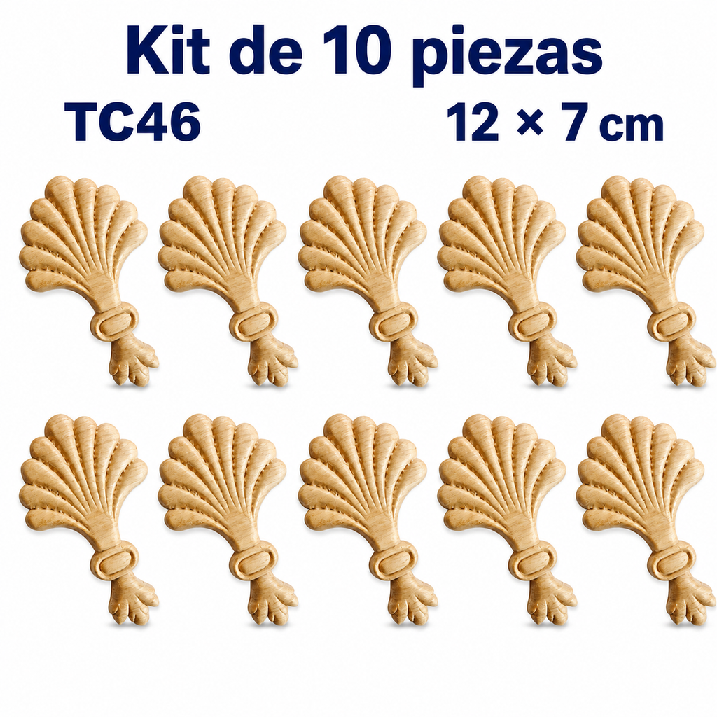 Kit de 10 aplicaciones decorativas de madera modelo TC46