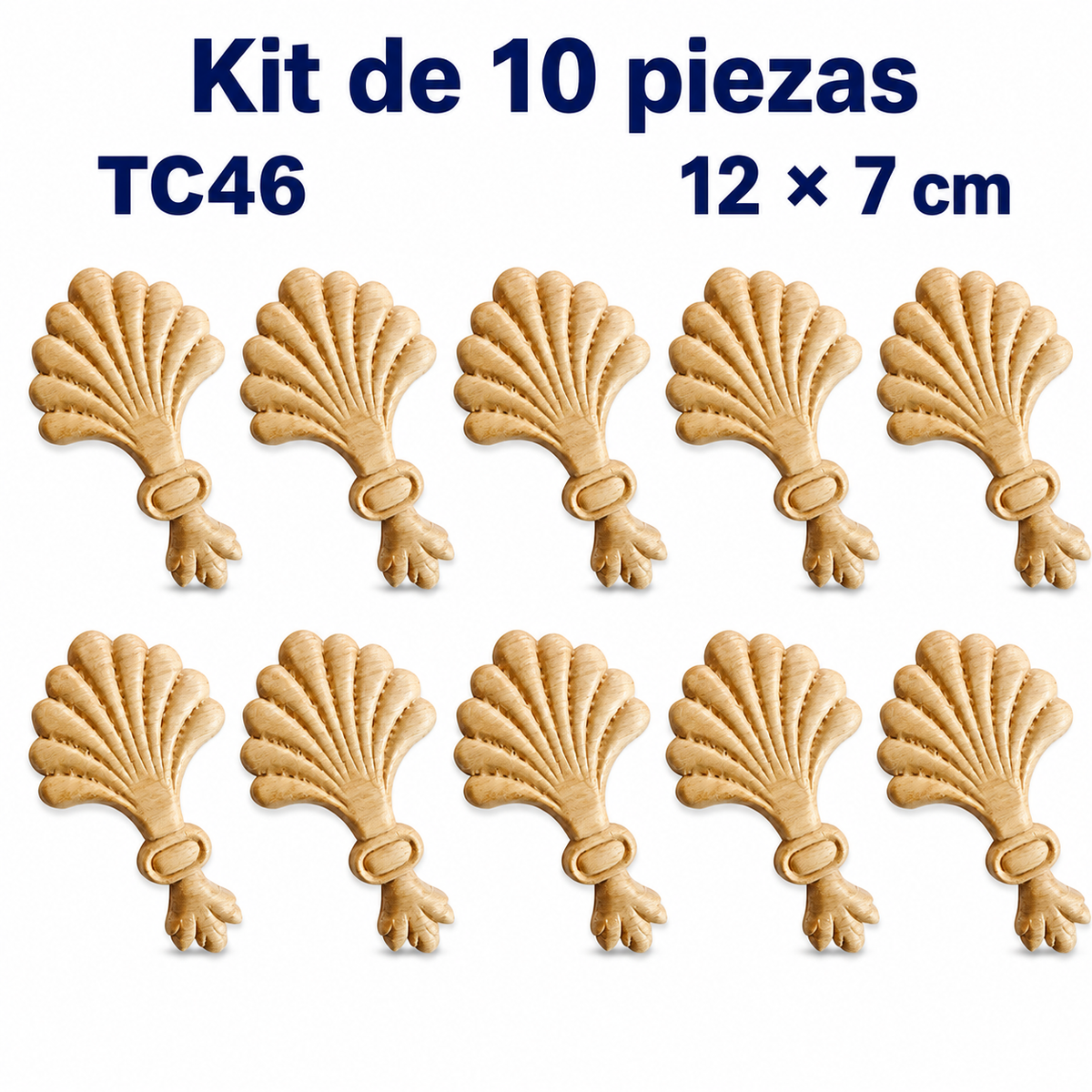 Kit de 10 aplicaciones decorativas de madera modelo TC46