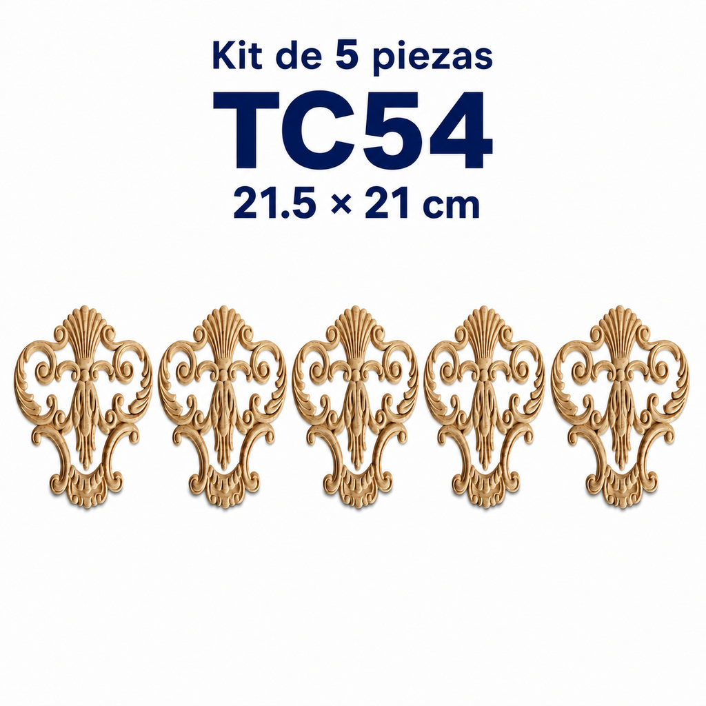Kit de 5 Ornamentos Decorativos TC54 en Madera Natural