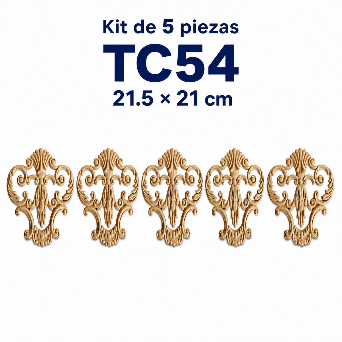 Kit de 5 Ornamentos Decorativos TC54 en Madera Natural