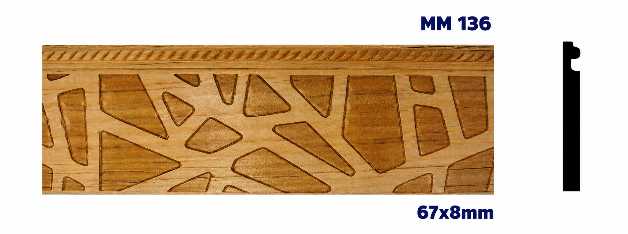Moldura de madera grabada para mueble MM-136 – Kit de 2 piezas