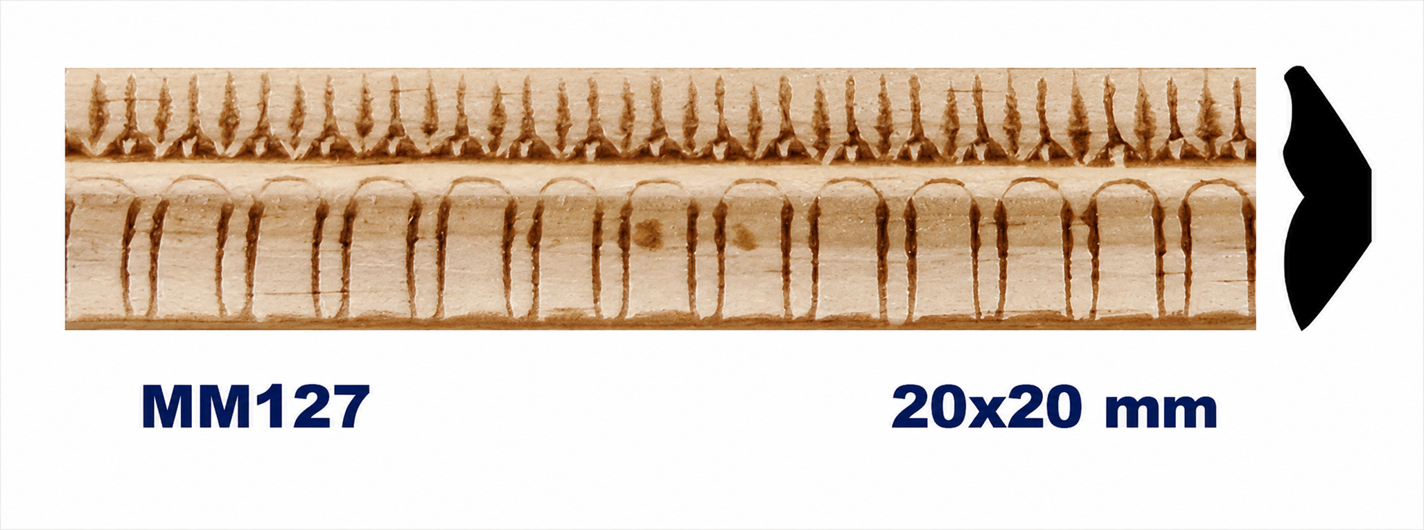 Moldura de madera grabada para mueble MM-127 – Kit de 2 piezas