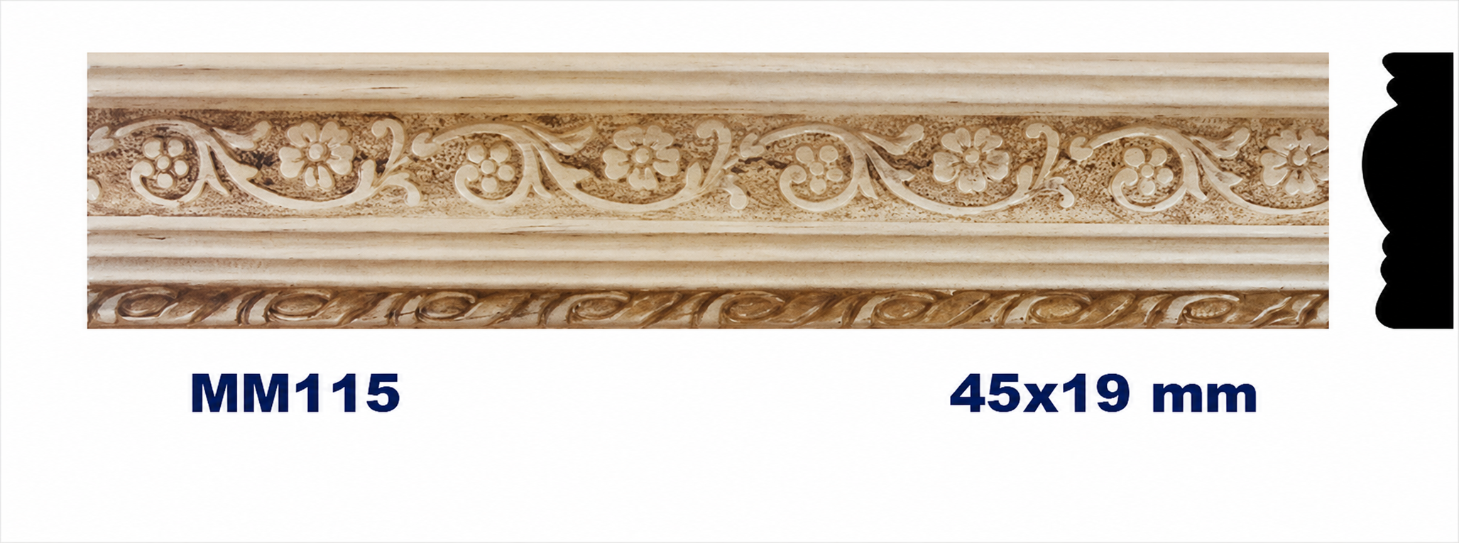 Moldura de madera grabada para mueble MM-115 – Kit de 2 piezas