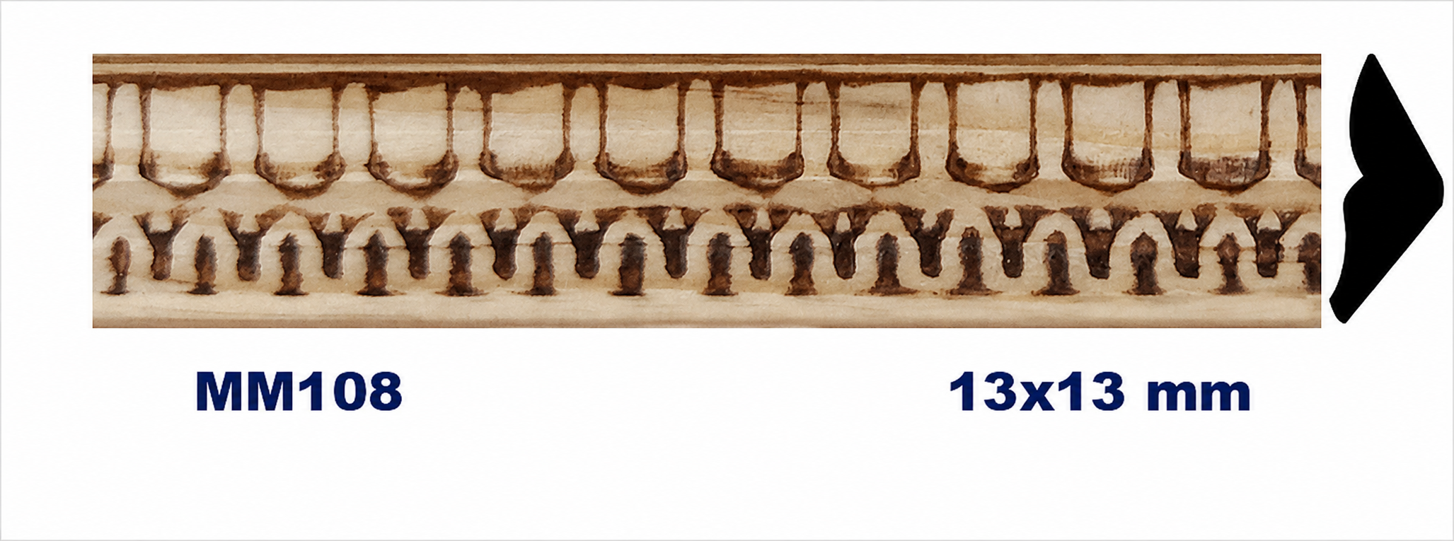 Moldura de madera grabada para mueble MM-108 – Kit de 2 piezas