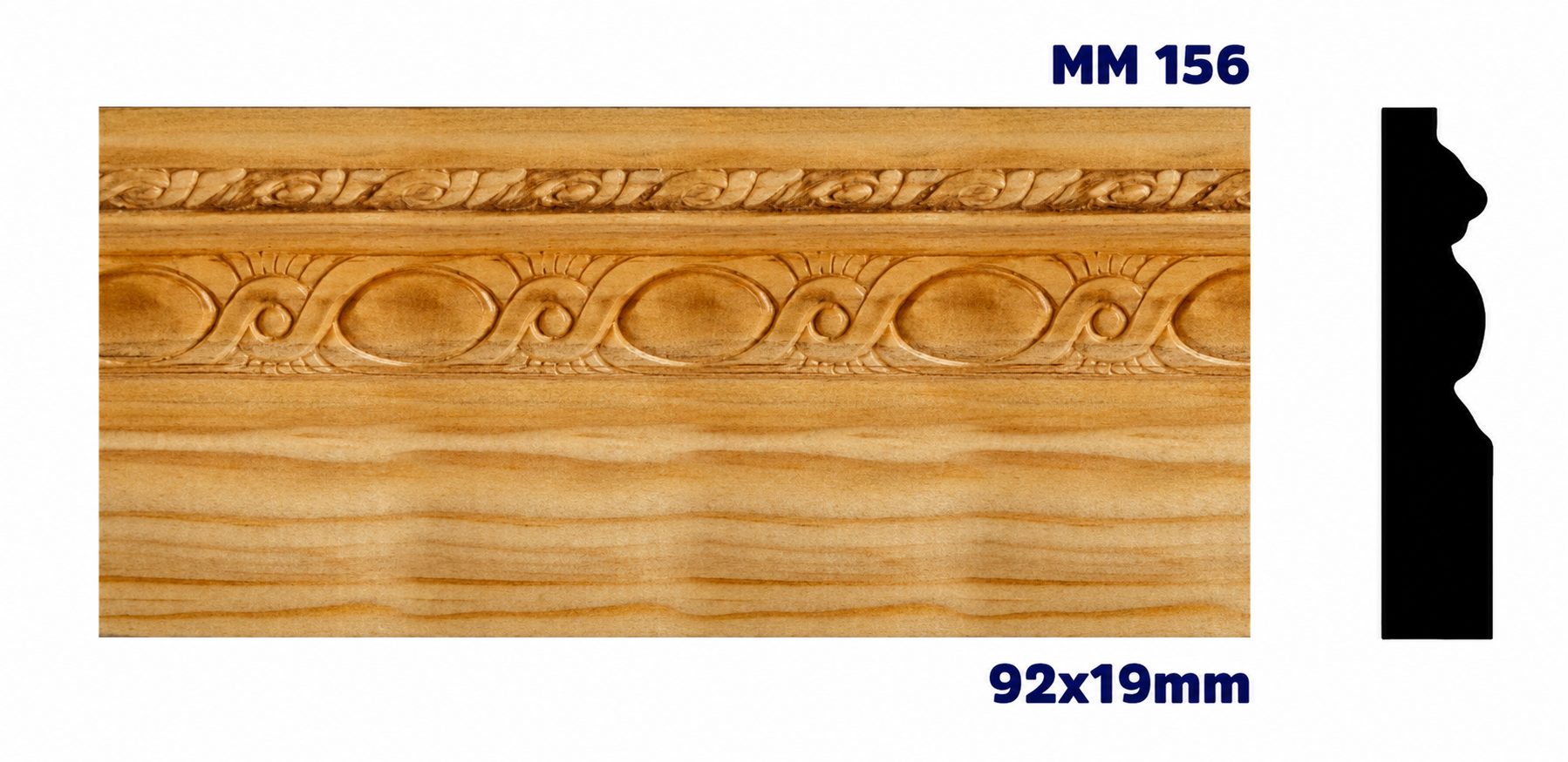 Moldura de madera grabada para mueble MM-156 – Kit de 2 piezas