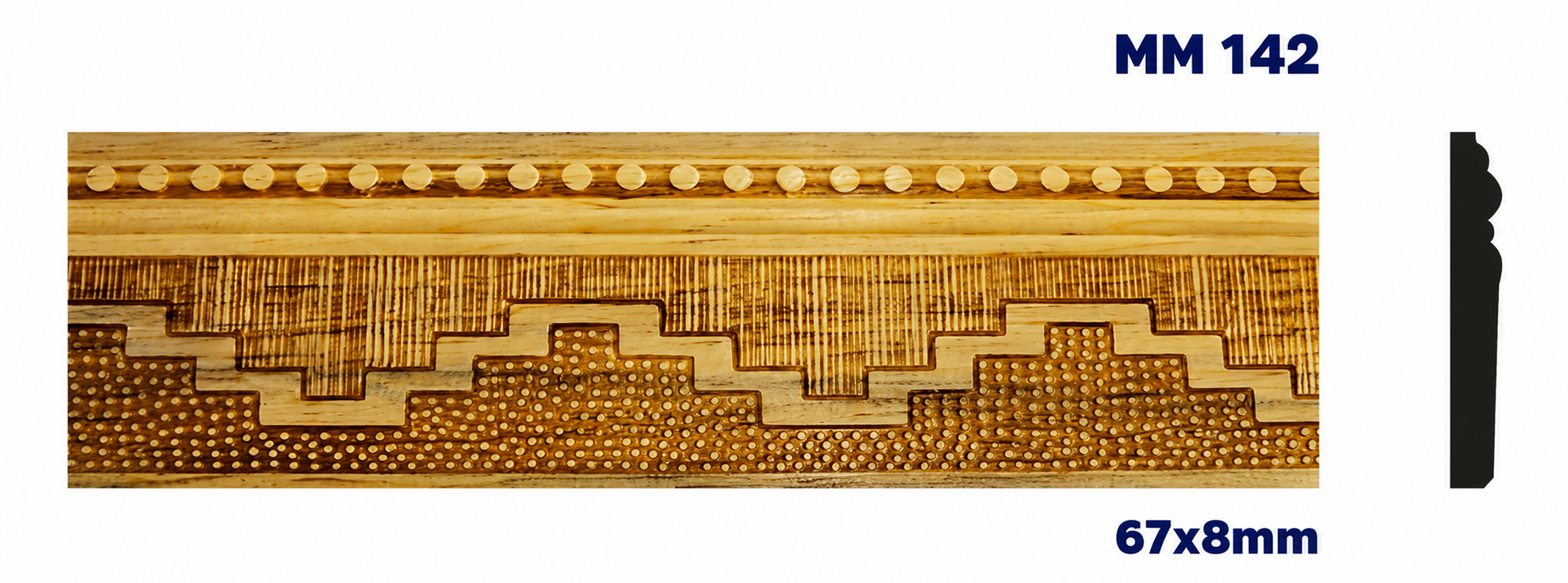 Moldura de madera grabada para mueble MM-142 – Kit de 2 piezas