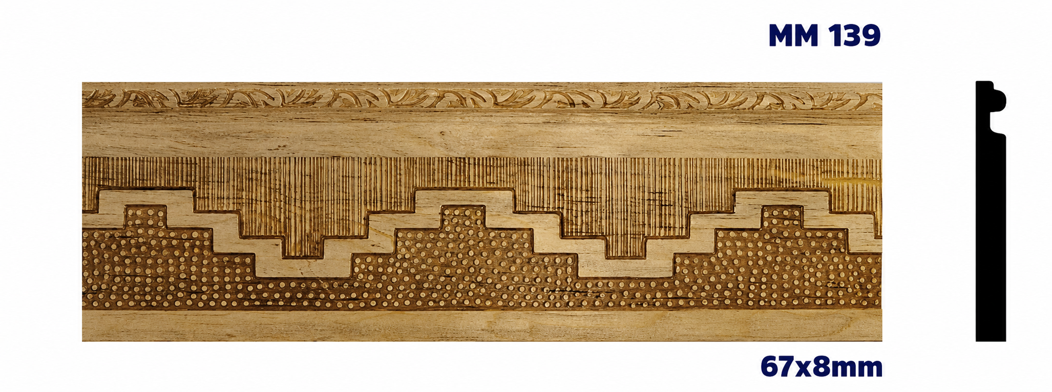 Moldura de madera grabada para mueble MM-139 – Kit de 2 piezas