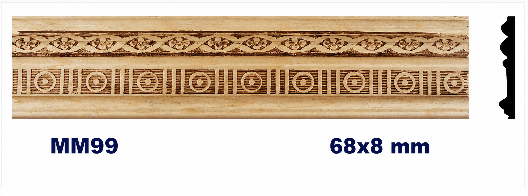 Moldura de madera grabada para mueble MM-99 – Kit de 2 piezas