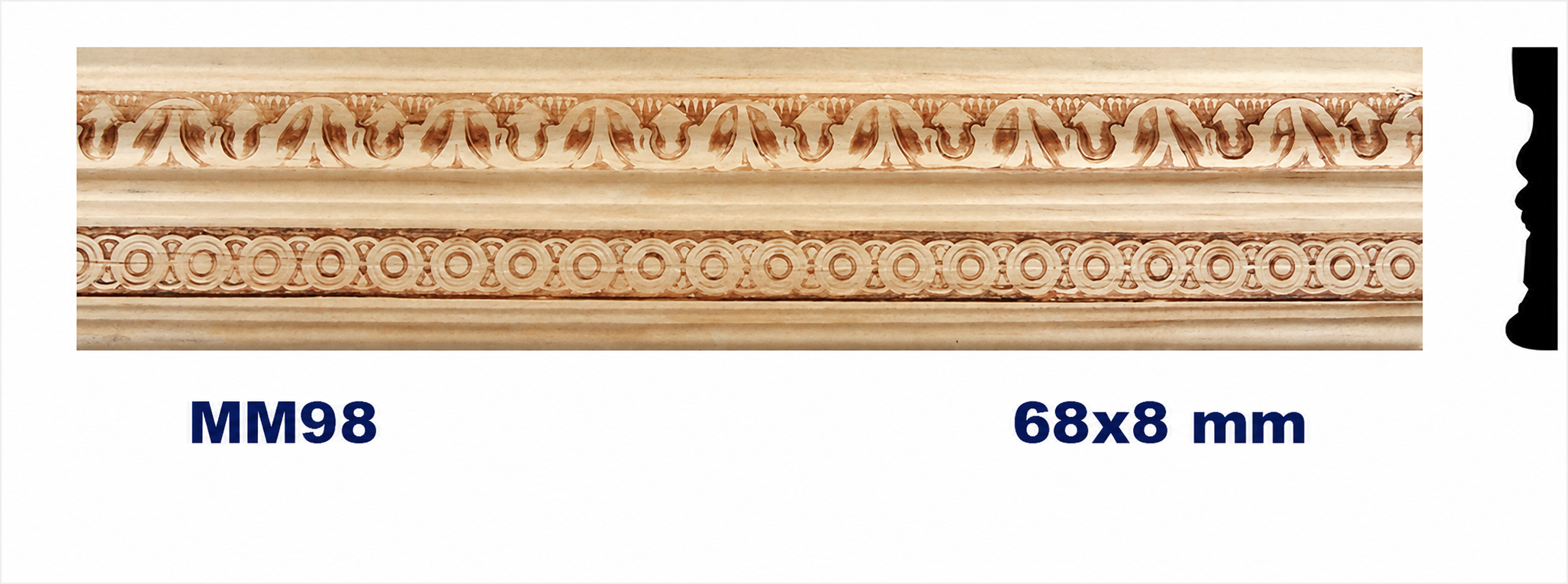 Moldura de madera grabada para mueble MM-98 –Kit de 2 piezas