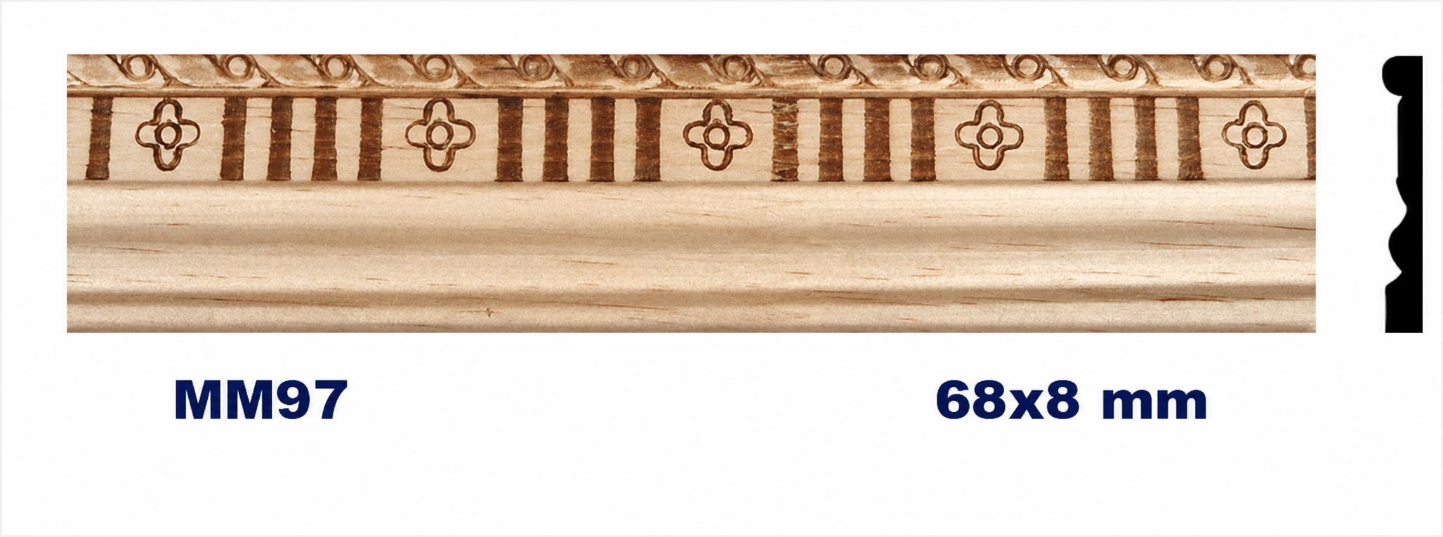 Moldura de madera grabada para mueble MM-97 – Kit de 2 piezas