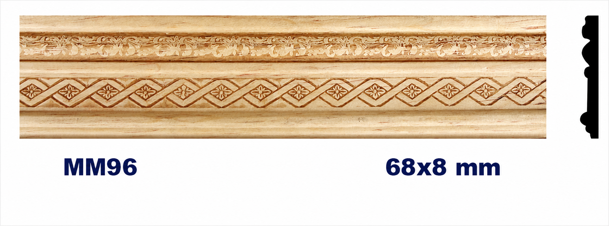Moldura de madera grabada para mueble MM-96 – Kit de 2 piezas
