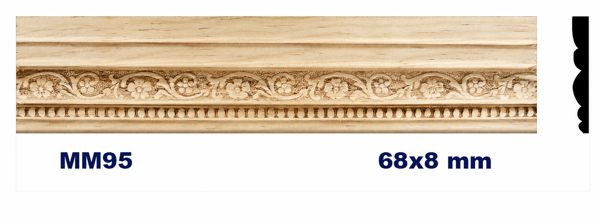 Moldura de madera grabada para mueble MM-95 – Kit de 2 piezas