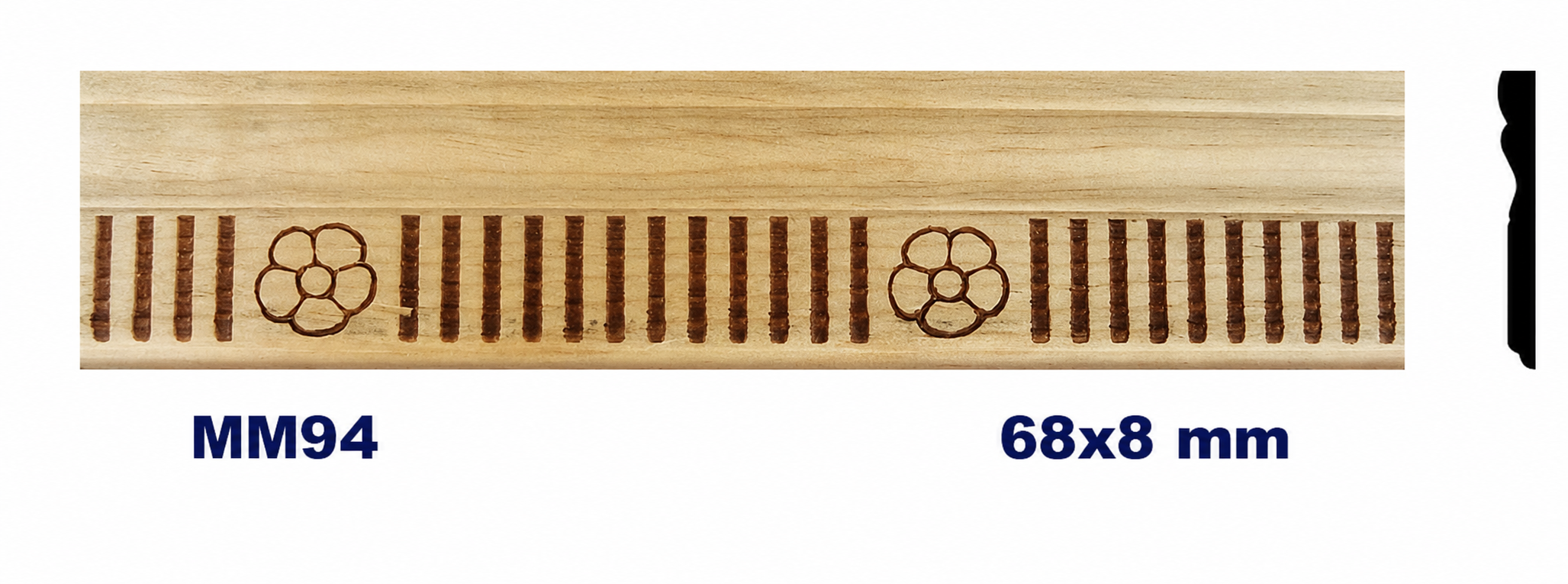 Moldura de madera grabada para mueble MM-94 – Kit de 2 piezas
