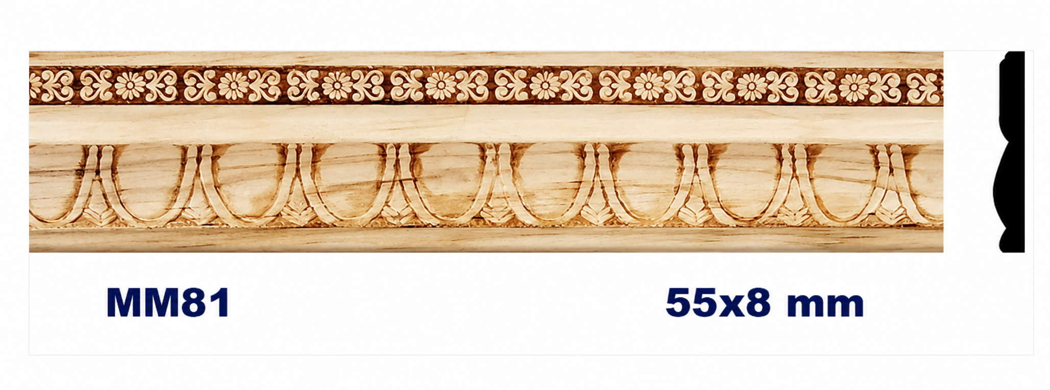 Moldura de madera grabada para mueble MM-81 – Kit de 2 piezas