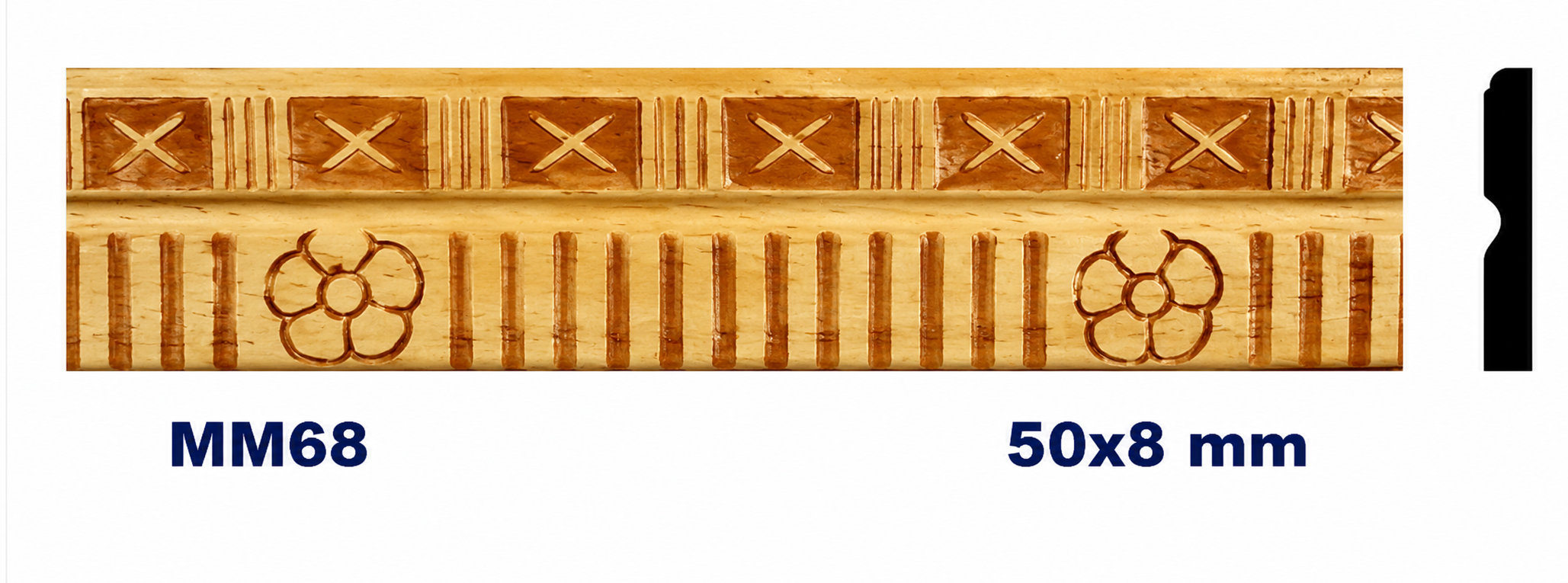 Moldura de madera grabada para mueble MM-68 – Kit de 2 piezas