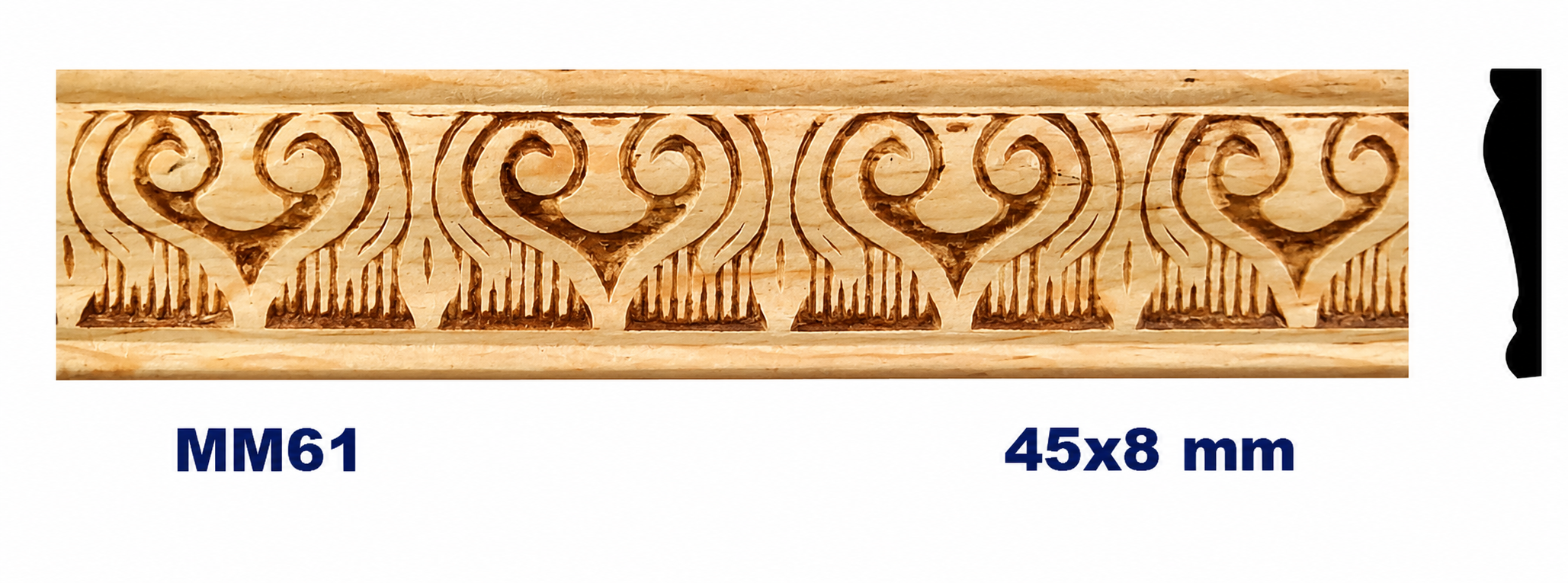 Moldura de madera grabada para mueble MM-61 – Kit de 2 piezas