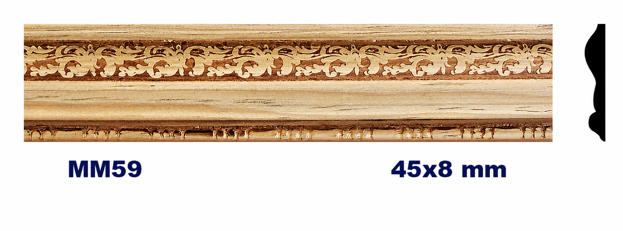 Moldura de madera grabada para mueble MM-59 –Kit de 2 piezas
