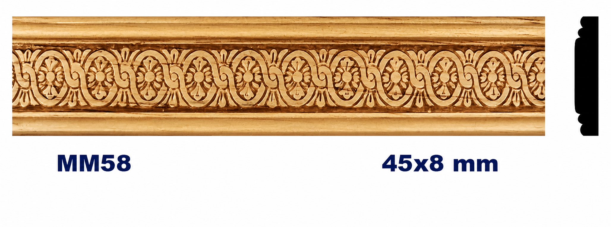 Moldura de madera grabada para mueble MM-58 –Kit de 2 piezas