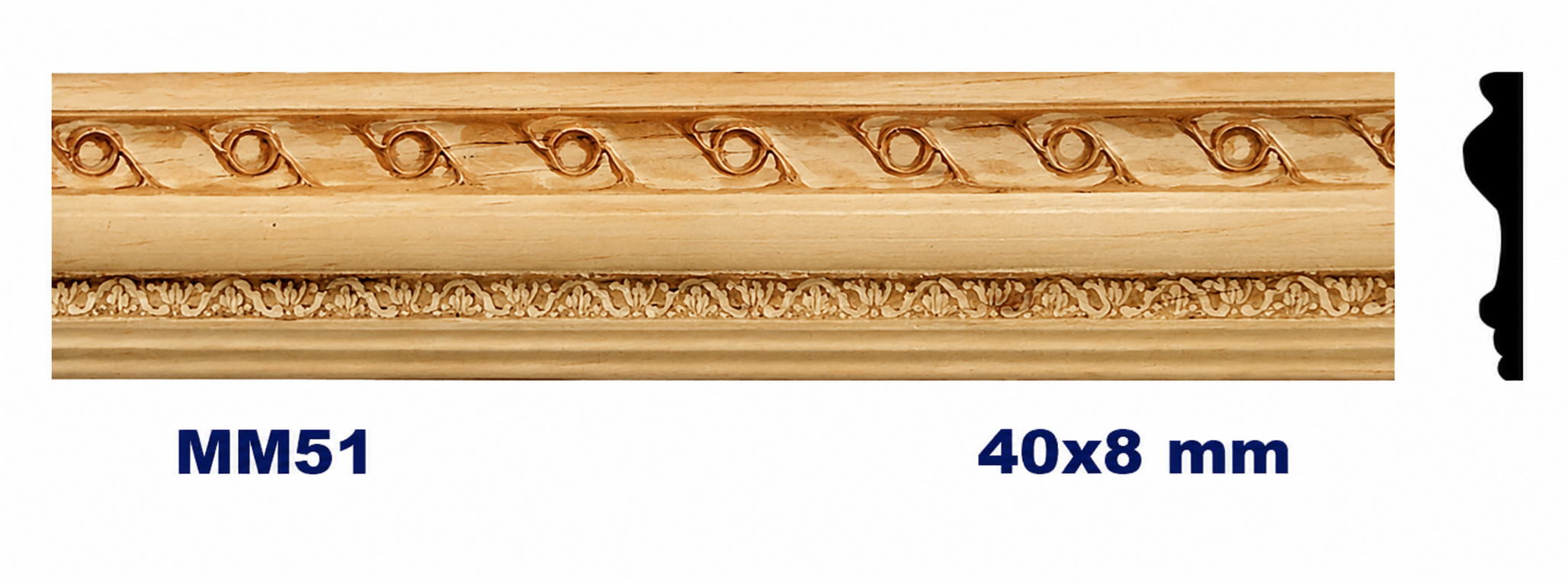 Moldura de madera grabada para mueble MM-51 – Kit de 2 piezas