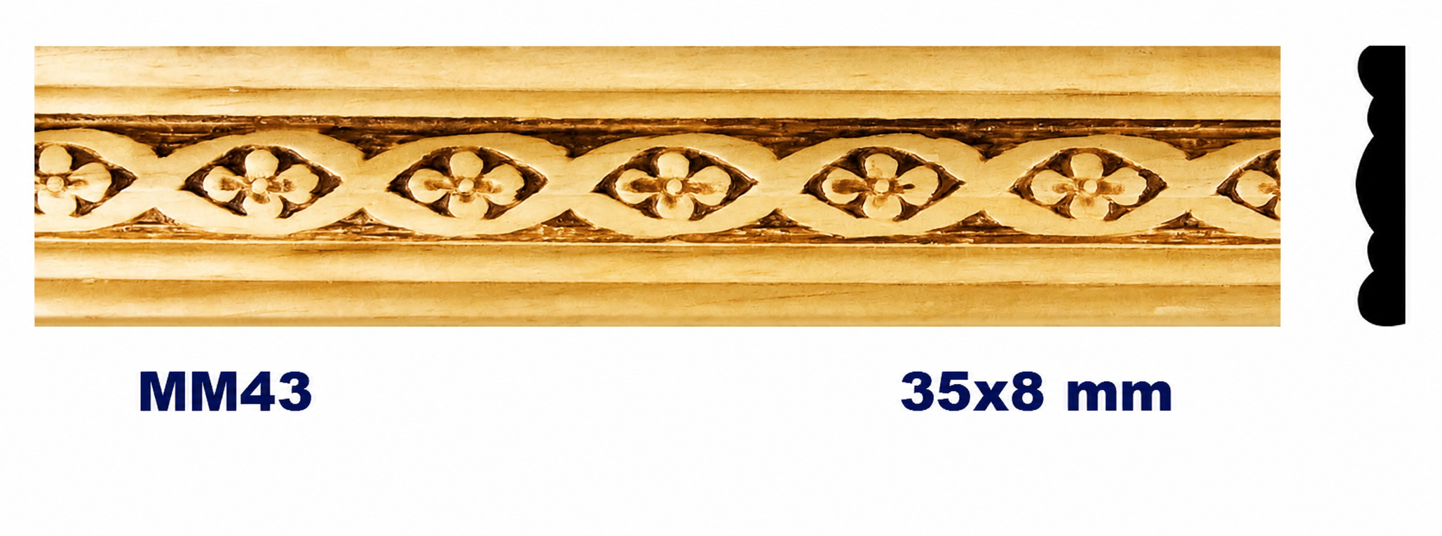 Moldura de madera grabada para mueble MM-43 – Kit de 2 piezas