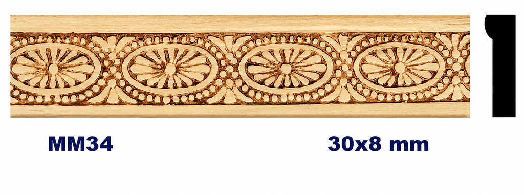 Moldura de madera grabada para mueble MM-34 – Kit de 4 piezas