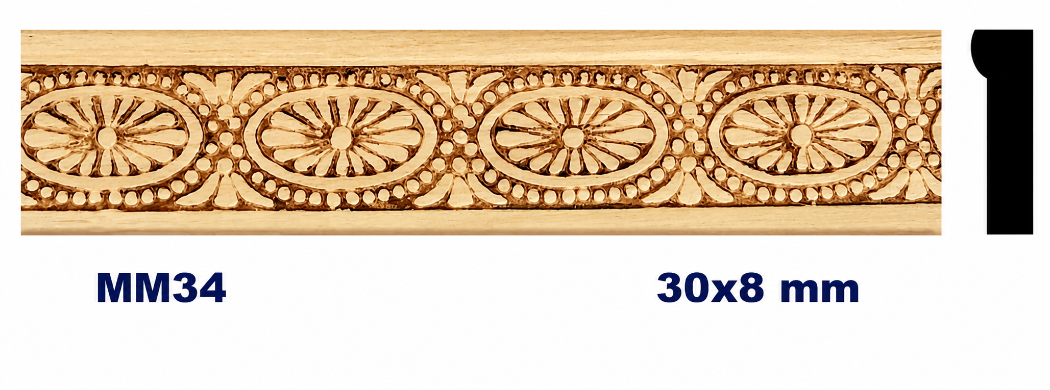 Moldura de madera grabada para mueble MM-34 – Kit de 2 piezas