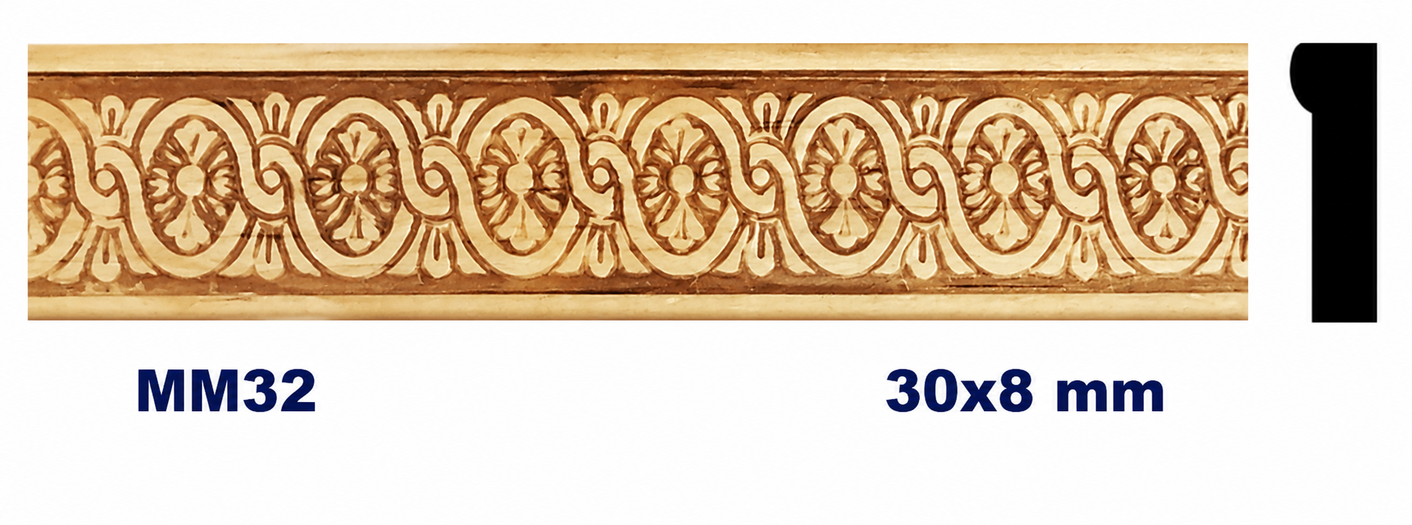 Moldura de madera grabada para mueble MM-32 – Kit de 2 piezas
