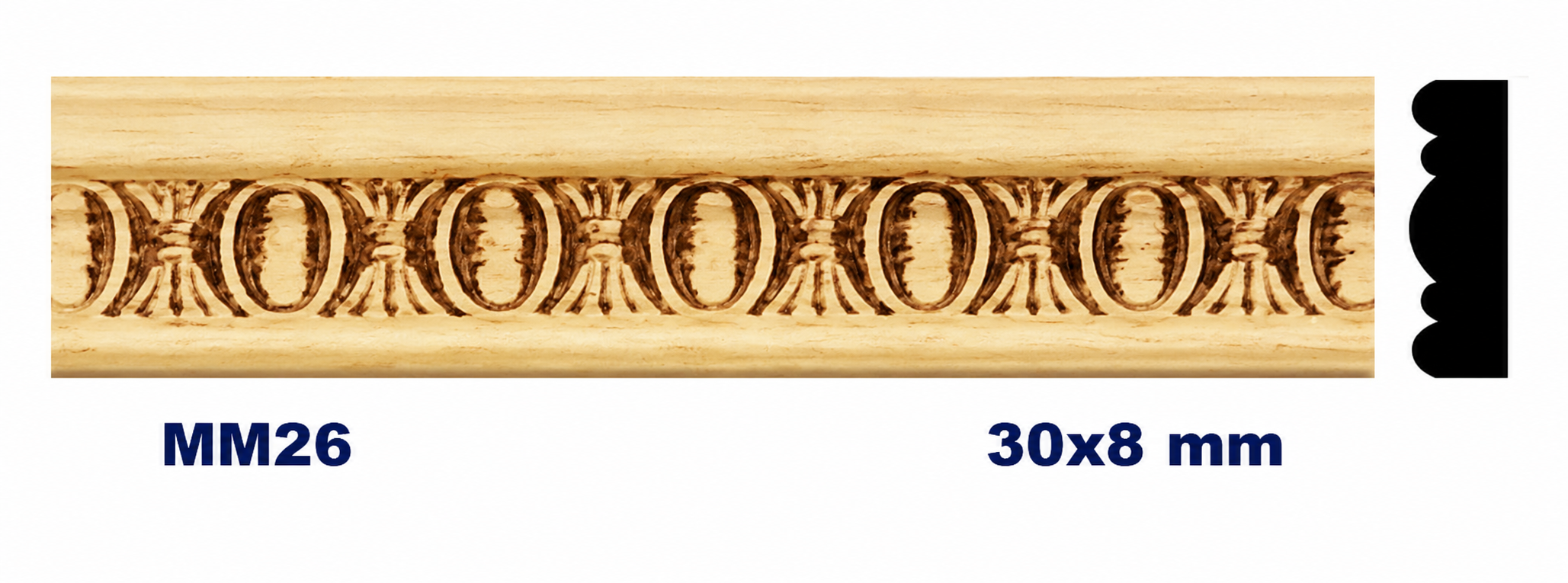 Moldura de madera grabada para mueble MM-26 – Kit de 2 piezas