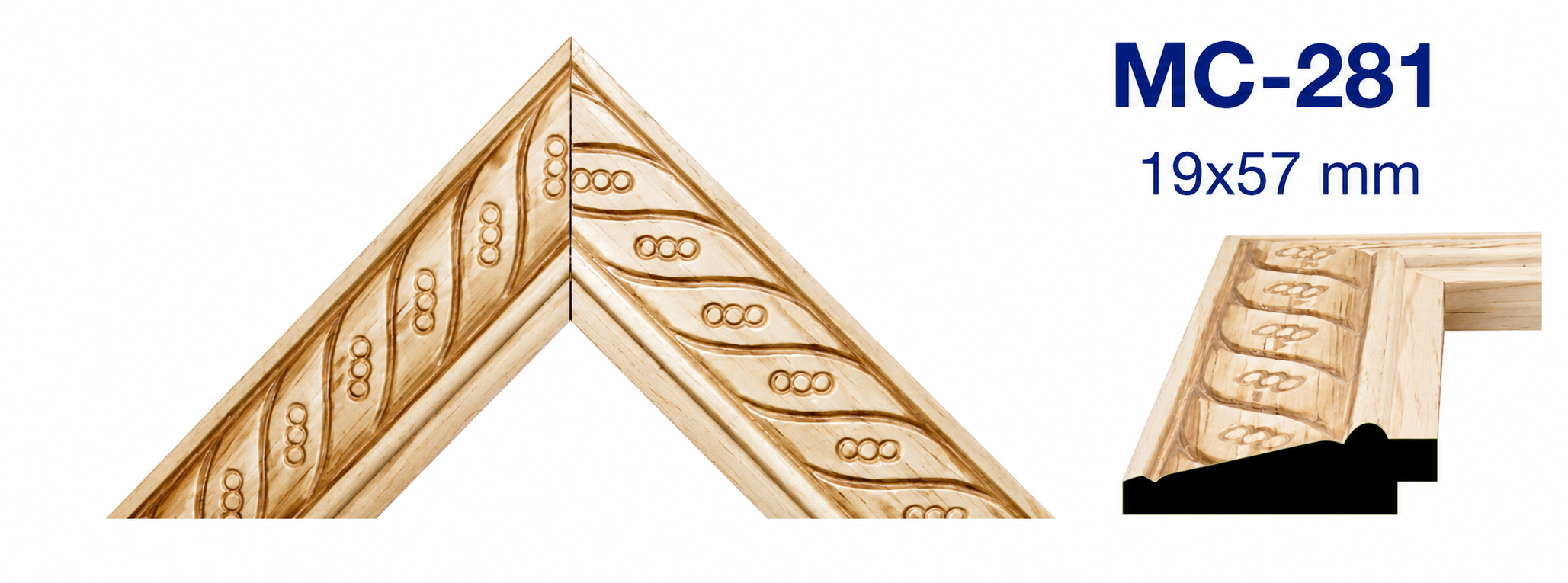 Moldura de madera grabada para marco MC281 – Kit de 2 piezas