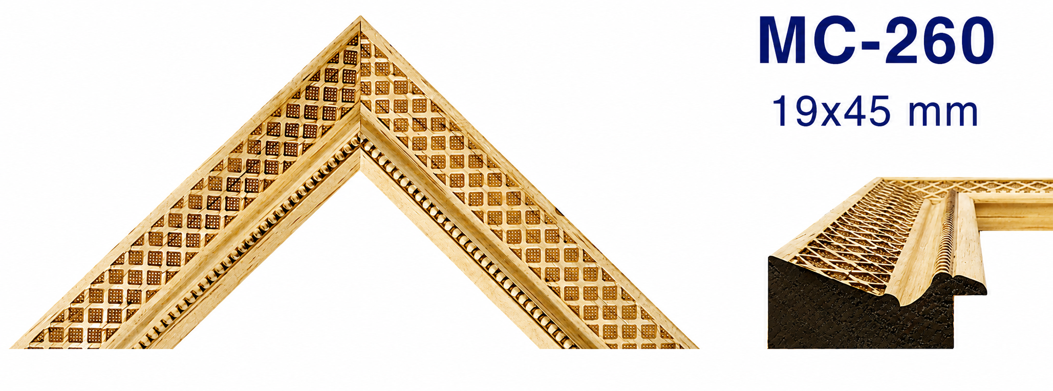 Moldura de madera grabada para marco MC260 – Kit de 2 piezas
