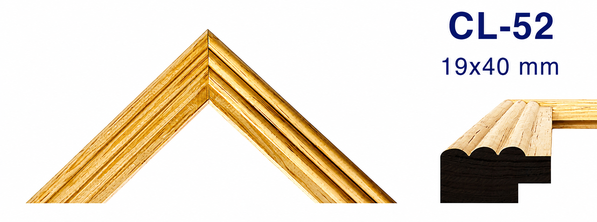 Moldura de madera lisa para marco CL52 – Kit de 2 piezas