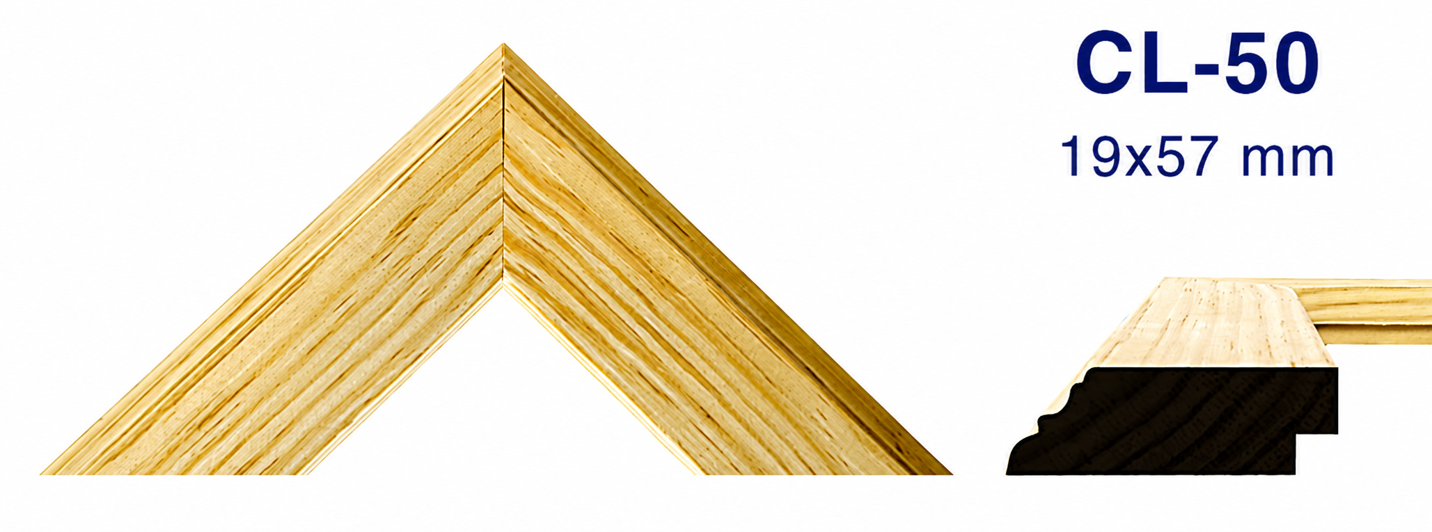 Moldura de madera lisa para marco CL50 – Kit de 2 piezas