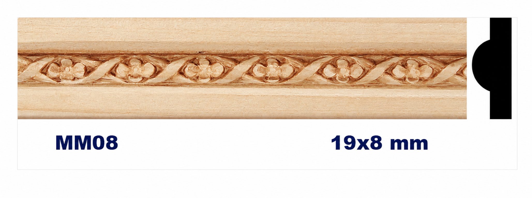 Moldura de madera grabada para mueble MM-08 – Kit de 2 piezas